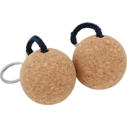 2x 50mm Floating Cork Ball Key Ring Sailing Boat Float Buoyant Rope Ultraweight Wooden Keychain Keyring Kayak Accessories