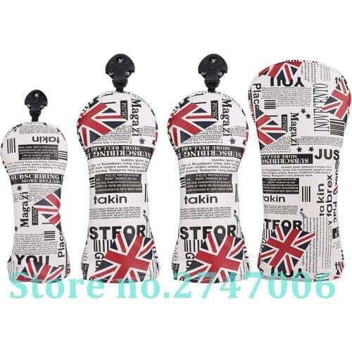 UK Flag Golf Club Driver Fairway Wood Hybrid Head Cover UK 1 3 5 UT Cover