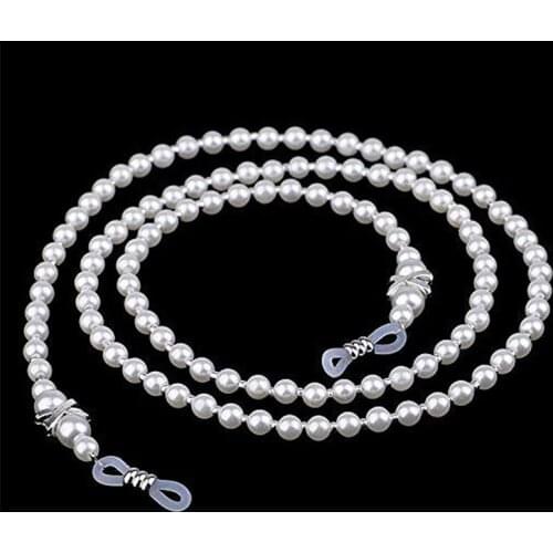 1PC Fashion White Pearl Beaded Sunglass Reading Glasses Eyeglasses Chain Cord Holder Rope for Men Women Beaded Eyeglass Chains