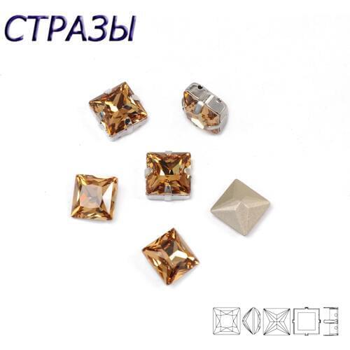 CTPA3bI NEW HOT SALE Light Colorado Topaz Color Crystal Material Square Shape sew on rhinestones DIY Handicrafts accessories