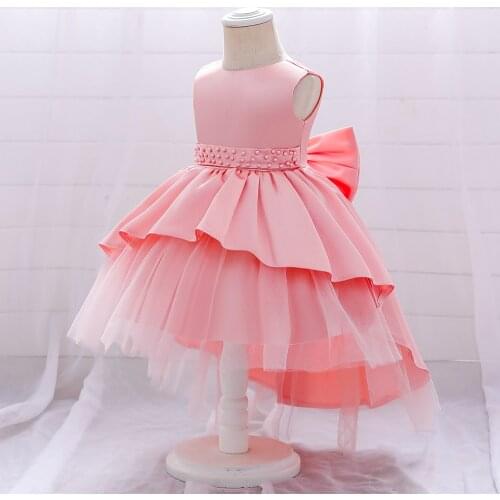 Flower Trailing 1st Birthday Dress for Baby Girls Children Prom Ball Gown Princess Baby Dresses Party Wedding Christmas Clothing