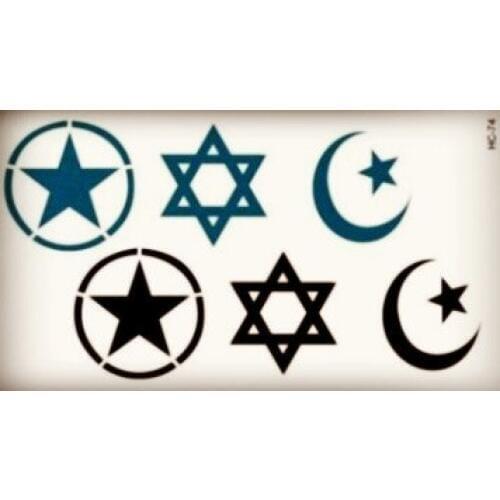 Hot sale Moon and Stars in the Black and Blue Body Art Beauty Makeup Waterproof Temporary Tattoo Stickers