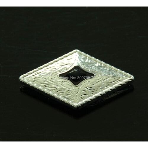 KB303) 10pc Prairie Dust Diamond Concho w/ Black Stone Leathercraft