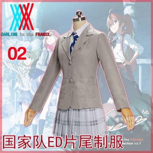 Code 002 DARLING in the FRANXX Cosplay 02 Zero Two Cosplay Costume 02 ED Uniform cosplay coat t-shirt skirt