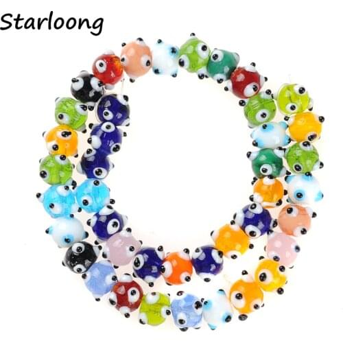 Multicolor Round Rondelle Evil Eye Beads Lampwork Glazed Glass Spacer Beads for Bracelet Necklace DIY Jewelry Making Wholesale