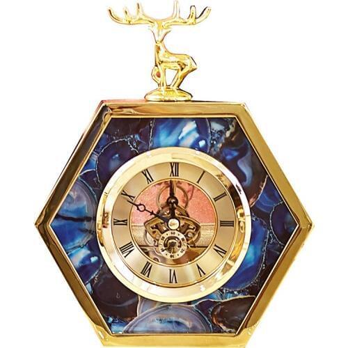 Light luxury European style Phnom Penh Blue agate Small deer clock Originality Home wine cabinet bedside decoration Clockdisplay