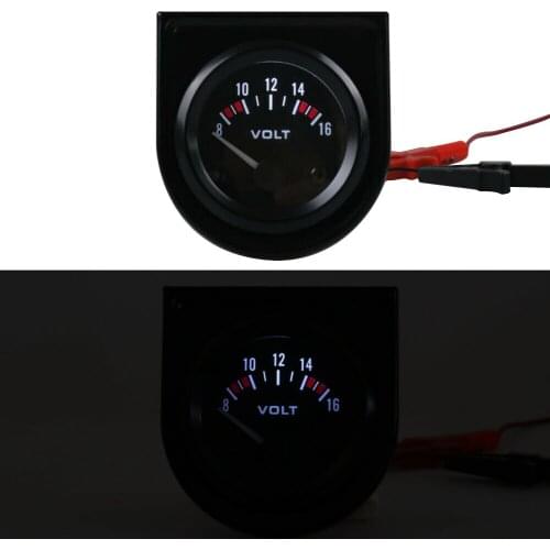Mechanical Voltmeter White LED Automatic Voltmeter Round Mechanical Analog Voltmeter Car Modified Instrument 8-16V 2 Inch 52mm