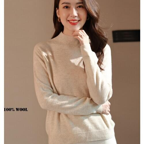Merino wool 100% turtleneck pullover women sweater fall winter fashion sweaters for womens long sleeve jumper woman turtle neck