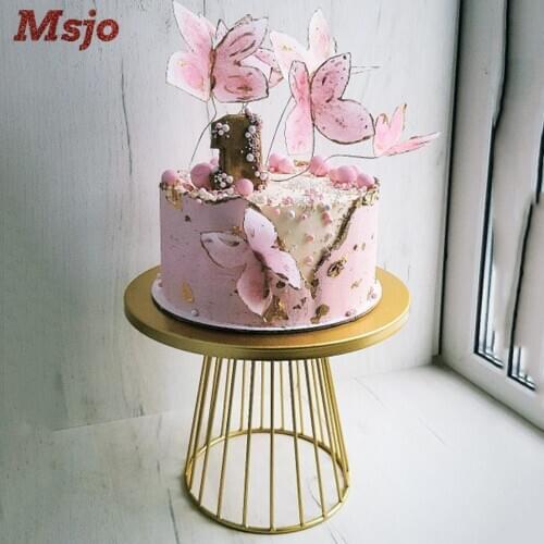 Msjo Metal Cake Stand Wedding White Gold Dessert Display Rack Birthday Party Decoration Cupcake Stand Food Cake Tray 20/ 25cm