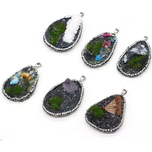 New Style Irregular Resin Set Drill Bonsai Pendant Charms For DIY Necklace Handiwork Sewing Craft Jewelry Accessory Making