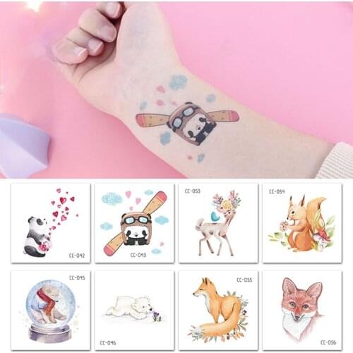 Temporary tatoo stickers wholesale children cartoon animal tattoo stickers panda face stickers arm hand back tattoo stickers