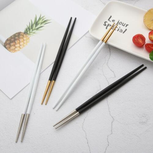 One Pair Japanese Chopsticks Korean Chopsticks Stainless Steel Dinnerware Reusable Flatware