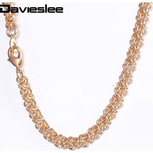 Davieslee Mens Womens 585 Rose Gold Necklace Swirl Link Chain Necklace For Men Woman Jewelry Fashion Gift Dropshipping 6mm LCN13