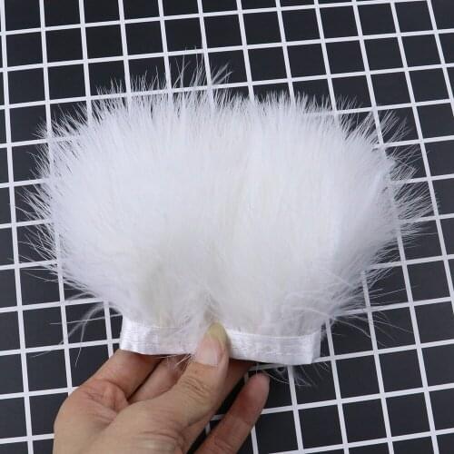 White Fluffy Turkey Feathers Trim Fringe Ribbon For Needlework 8-10Cm Marabou Plumes Wedding Dress Decoration Plumas DIY Crafts