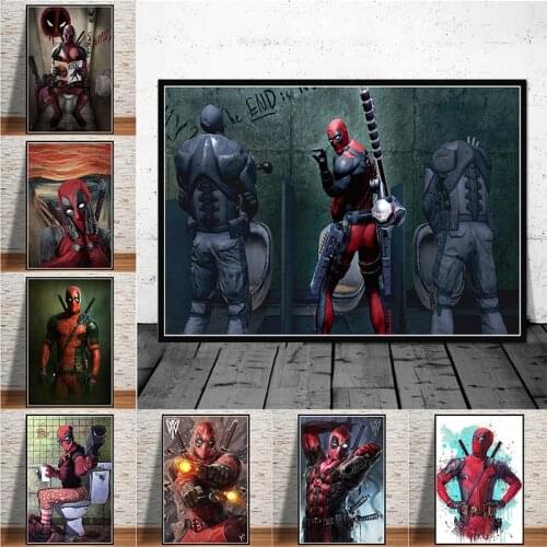 Classic movie "Deadpool" poster and canvas painting, Nordic style wall art picture for family bedroom decoration