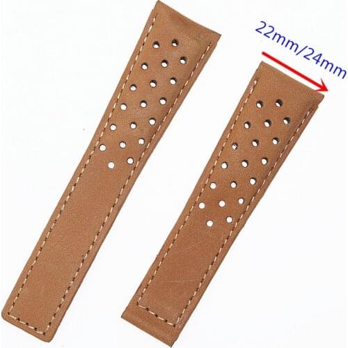 New 22mm 24mm Brown frosted Cow Leather Watchband For TAG HEUER CARRERA Monaco Series Men Band Watch Strap Wrist Bracelet belt