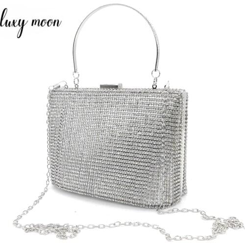 Luxury Diamond Clutch Evening Bag for Women Wedding Party Silver Purse Shoulder Bag Elegant Banquet Mini Handbag ZD1869
