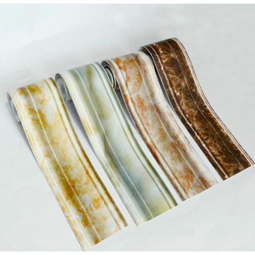 PVC Waterproof Self-adhesive Waist line Baseboard Sticker Living Room Kitchen Bathroom Tile Decor Wall Stickers Wallpaper Border