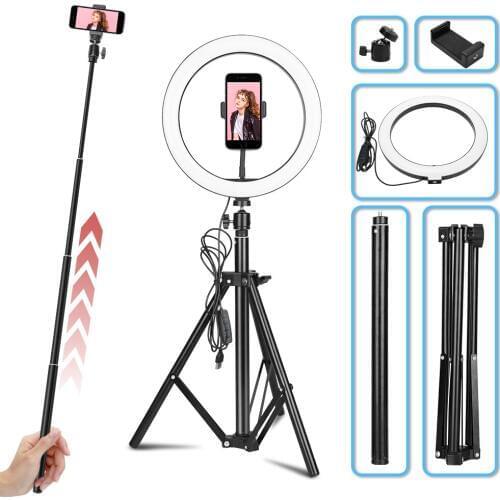 6'' 10'' 12'' Selfie Photography LED Ring Light 2 in1 Tripod Stand Phone Holder Photo Studio Beauty Video Light Ring Makeup Lamp