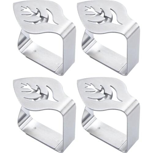 4pcs Stainless Steel Table Cloth Clamp Leaf Shaped Dining Room Tablecloth Holder