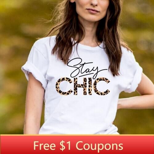 BLINGPAW Chic Leopard 90s Fashion tshirt Women White Basic tops & tees Letter womens tee shirts Cool Punk Girl Vintage Style