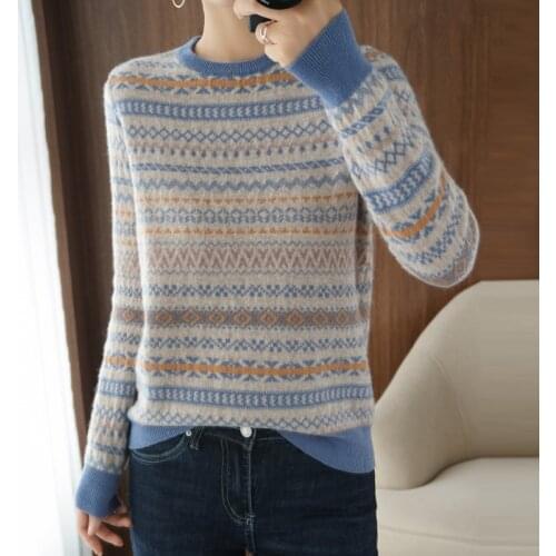 Adishree 2021 woman winter 100% Cashmere sweaters autumn knitted Pullovers High Quality Warm Female thickening O-neck Patchwork