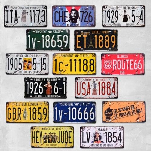 Old License Plate Bar Cafe Restaurant Billiards Room Bedroom Tin Painting Restaurant Wall Decoration Painting Tin Signs Plaques
