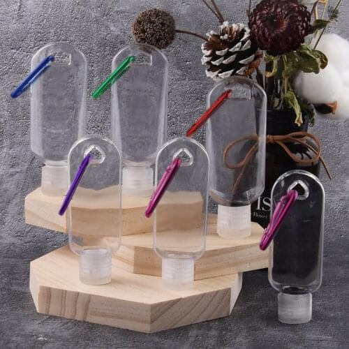 10pcs 50ml Empty Hand Sanitizer Bottles Refillable Leakproof Plastic Travel Bottle with Keychain for Alcohol Toiletries Liquids