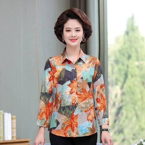 2021 Autumn Button Shirt Women Vintage Blouse Womens Lady Nine-Quarter Sleeves Female Casual Loose Shirts Blusas 5XL