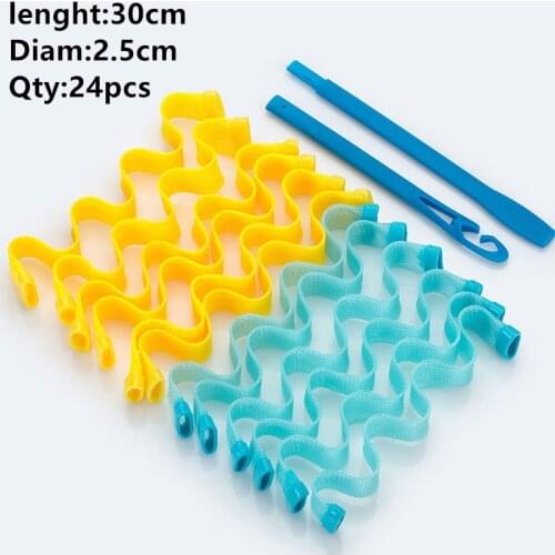 30 cm long water ripple roll magic hair curler 24 pcs Hairstyle Roller Sticks Durable Portable of hand plastic Rollers