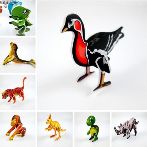 50pcs 3D Paper Puzzles Children Animal Puzzles Paper Toys Learning Education Environmental Assemble Toy Educational Games
