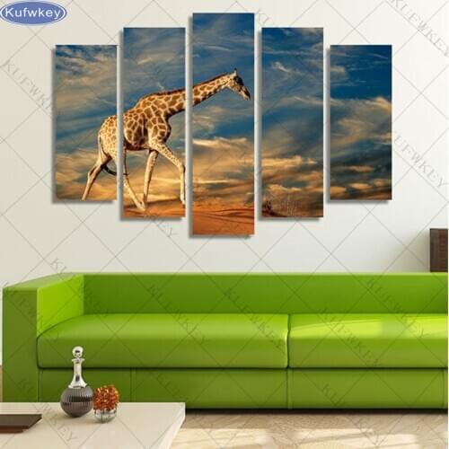 5D DIY Diamond Painting Giraffe on a Sand diamond Embroidery Full Square Diamond Cross Stitch Rhinestone Mosaic Multi-pictures