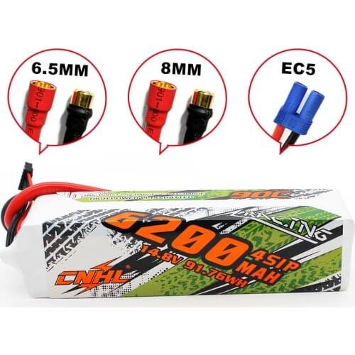 CNHL 4S Lipo Battery 14.8V 6200mAh 90C With QS8 6.5mm 8mm Bullet For RC Car Part Boat Helicopter Airplane Truck Truggy Buggy