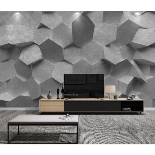 Modern atmosphere Nordic solid gray geometric living room background wall 3D mural wallpaper