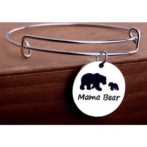 Bespmosp 12PC/Lot Fashion Mama Bear Pendant Bracelets Bangles Mom Mommy Women Love Family Charm Jewelry Mothers Day Hot Gifts