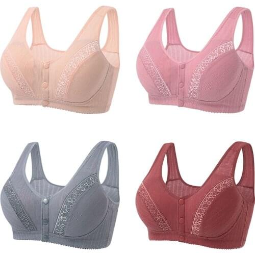 Front Buckle Bralette Middle-Aged And Elderly Solid Brassiere Women Vest-Style Bra Without Steel Ring Underwear Women Bralette