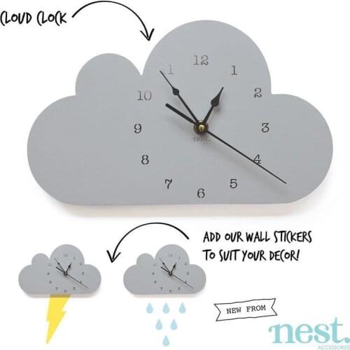 Nordic Style Nursery & Kids Decor Clock Cute Cloud Wall Hanging Wood Toys Model Baby Kid Room Furnish Artic Home Decoration