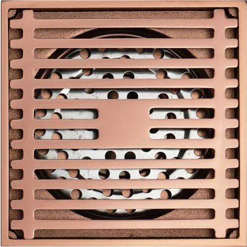 Drains Bathroom Sink Bathtub Accessories Brass Rose Gold Square Style Floor Drainer Waste Bathroom Shower Drain