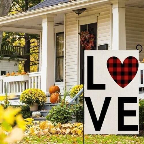 Fuwatacchi Love Letter Print Flags Valentines Party Flax Banners Garden Flag Home DIY Festival Decoration Accessiries 30x45cm