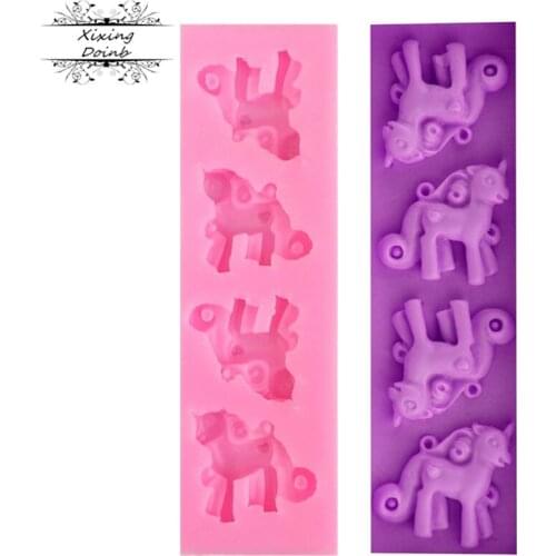 DIY single horned horse shaped silica gel mold sugar craft cake decoration jelly chocolate resin mold