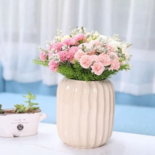 Artificial Carnation Flower Bouquet Wedding Home Decor Indoor Living Room Dining Table DIY Decoration Mothers Day Gift