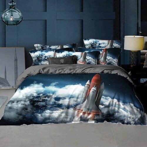 2-3Pcs Galaxy 3D Bed Cover Space Child Duvet Cover Astronaut Bedding Set Single Black Bed Cover Bedroom Sets Universe Bed Cover