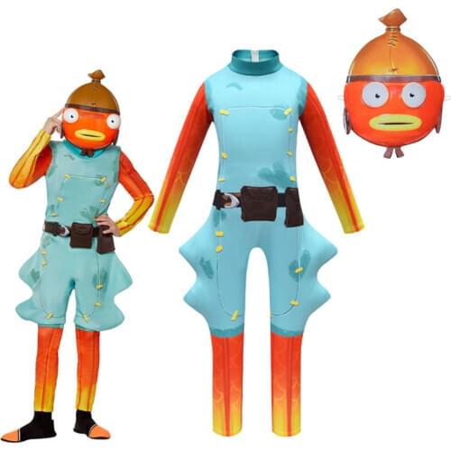 Halloween Fish Stick Costume For Teen Boy Girl Jumpsuit Cloth Christmas Kid Mask+Playsuit Pelele Child Bodysuit Boutique Kit 8