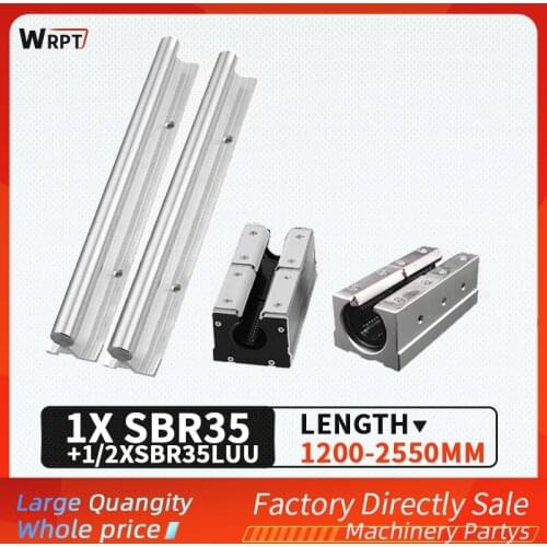 SBR35 guide rail bracket cylindrical linear sliding bearing slide rail 1/2PCS slider extended set length = 1200MM-2550MM