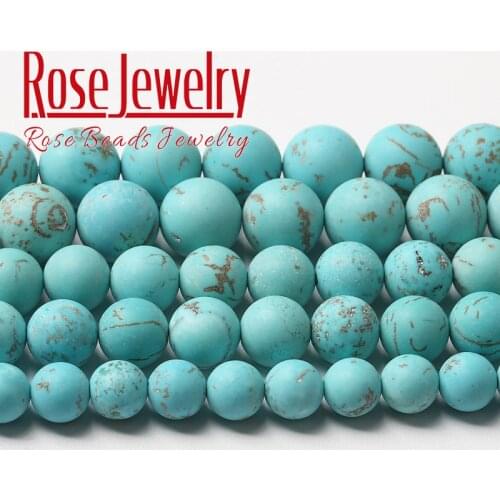 Dull Polish Natural Blue Turquoises Beads Matte Round Loose Spacer Howlite Stone Beads For Jewelry Making DIY Bracelet 4mm -12mm