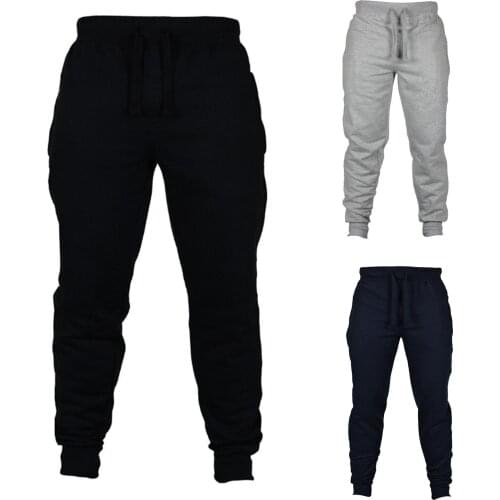 Men Joggers Solid Color Drawstring Plush Thick Warm Pants Sweatpants Trousers