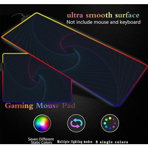 Spiral Line Neon Art RGB Glow Gaming Mouse Pad Large Office Computer Mousepad Gamer Keyboard Mause Carpet PC Desk Play Mat