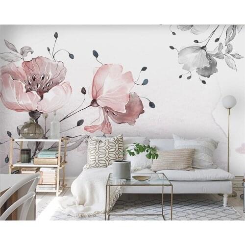 Обои 3D Mural Wallpaper Nordic Simple Watercolor Flowers Small Fresh Bedroom Childrens Room Bedroom Background Photo Wallpaper