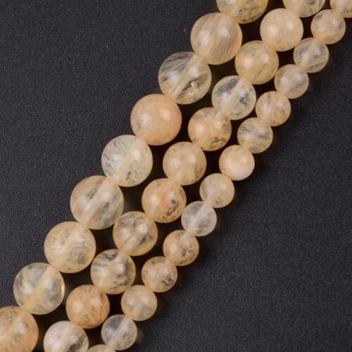 Wholesale Round Synthesis Citrines Yellow Quartz Loose Beads For Bracelet Necklace Making 4 6 8 10 12mm Beads Diy Jewellery