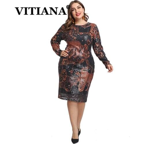 VITIANA Women Plus Size 5XL Blingbling Sexy Party Dress For Fat Womens Backless Dot Sequined Midi Dresses Female Club Vestidos